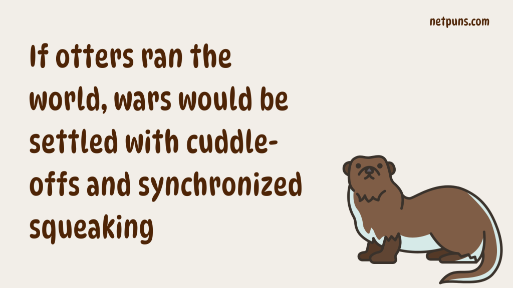 If otters ran the world, wars would be settled with cuddle-offs and synchronized squeaking.
