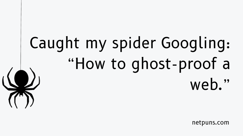 Caught my spider Googling: “How to ghost-proof a web.”