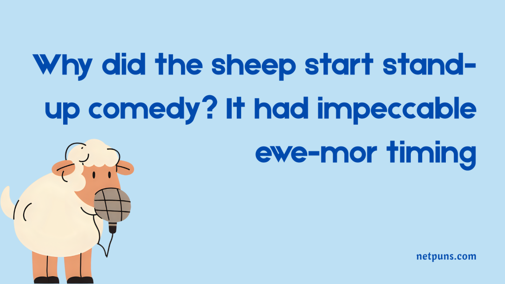 Why did the sheep start stand-up comedy? It had impeccable ewe-mor timing.