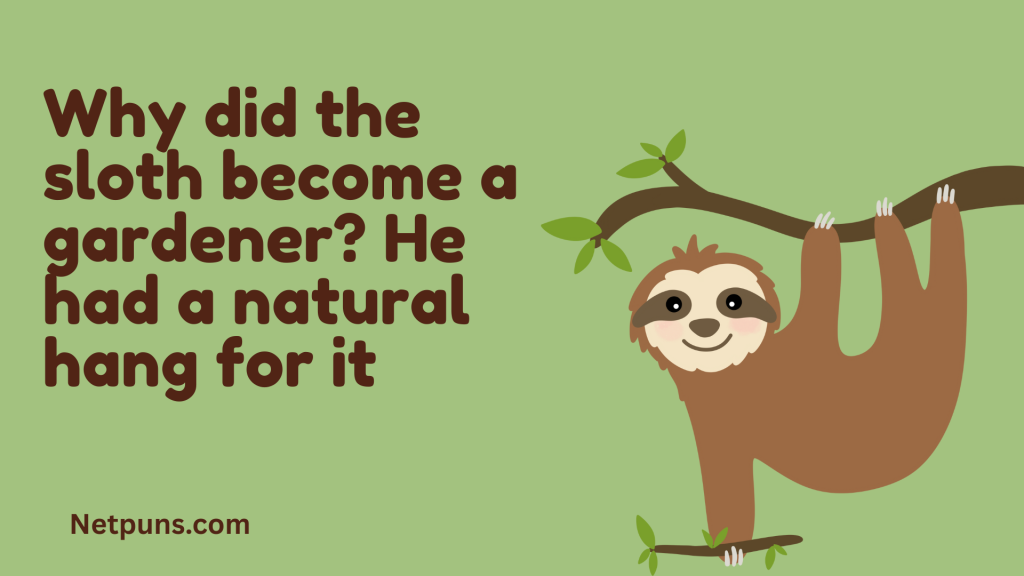 Why did the sloth become a gardener? He had a natural hang for it.