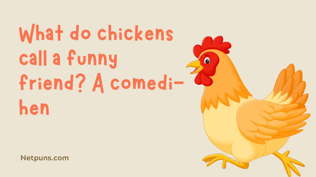 What do chickens call a funny friend? A comedi-hen.