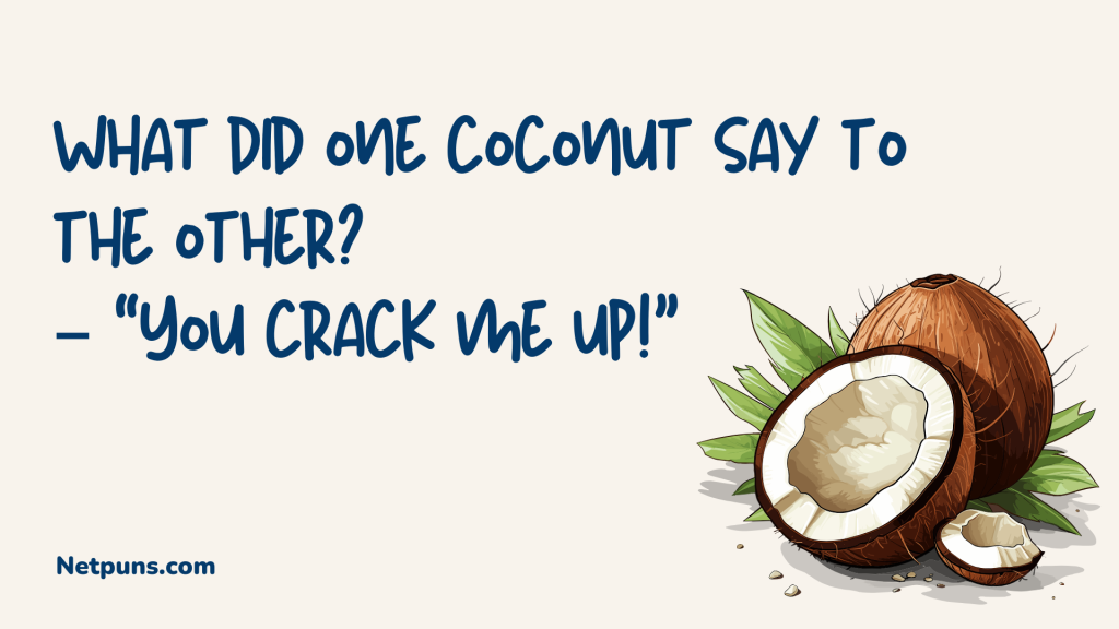 What did one coconut say to the other?
– “You crack me up!”