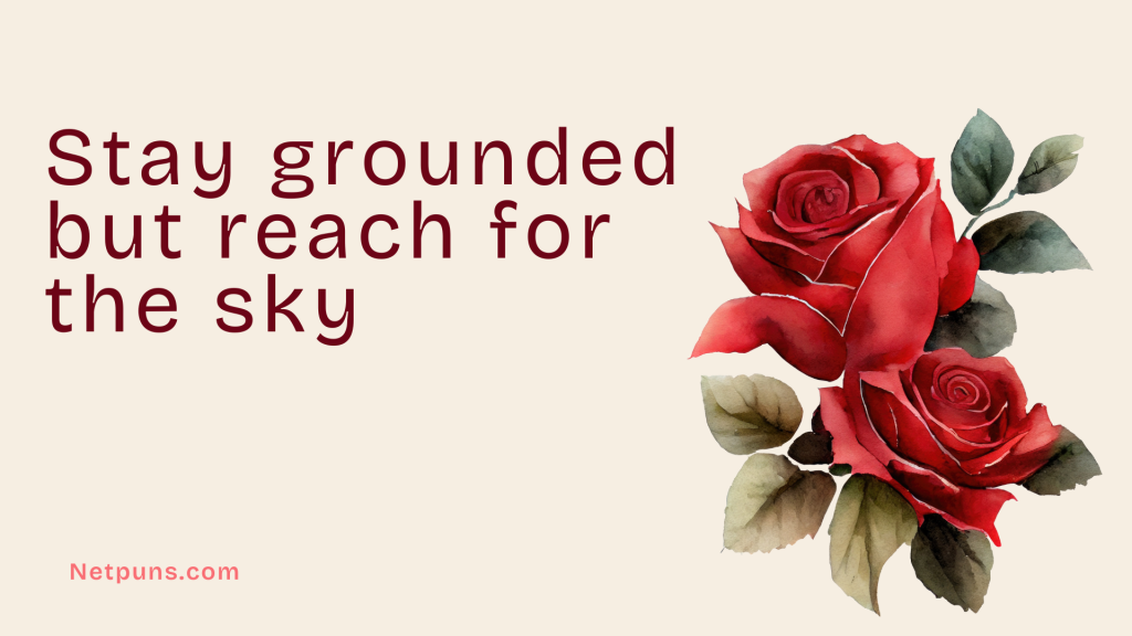 Stay grounded but reach for the sky.